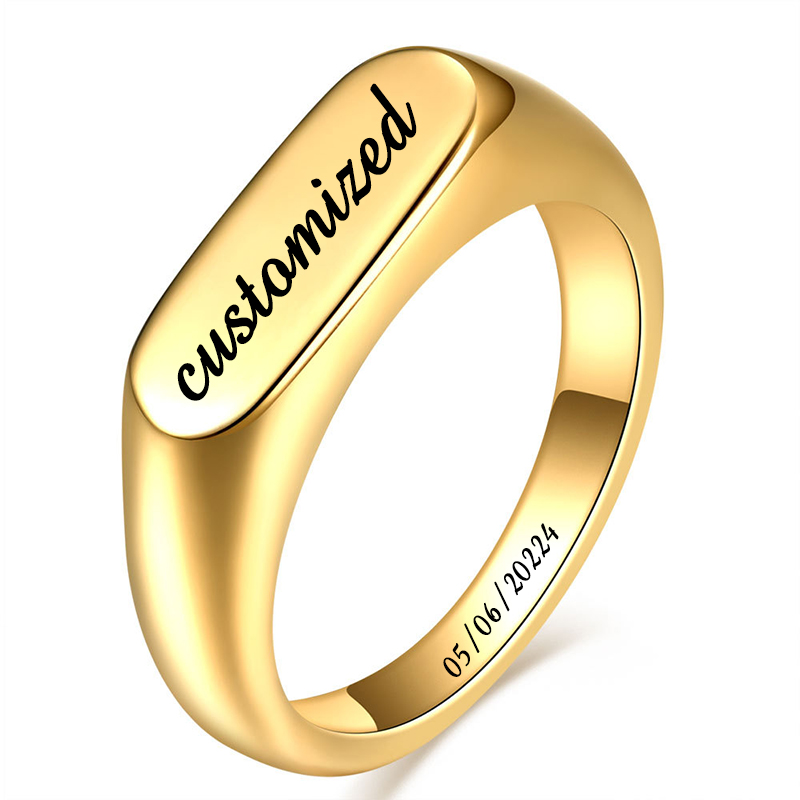 Wedding Zone - Customizable Stainless Steel Signet Rings for