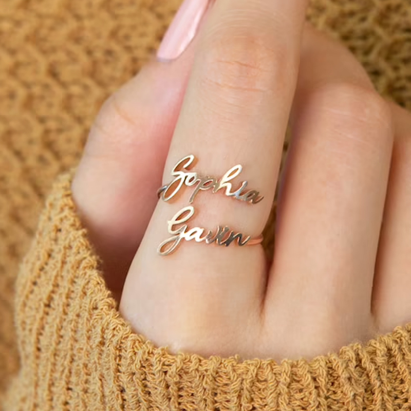 Wedding Zone - Custom Double Name Rings for Women