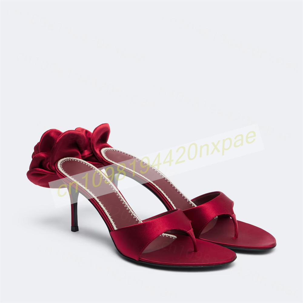 Wedding Fx - Women Red Satin Thong Mule Sandals