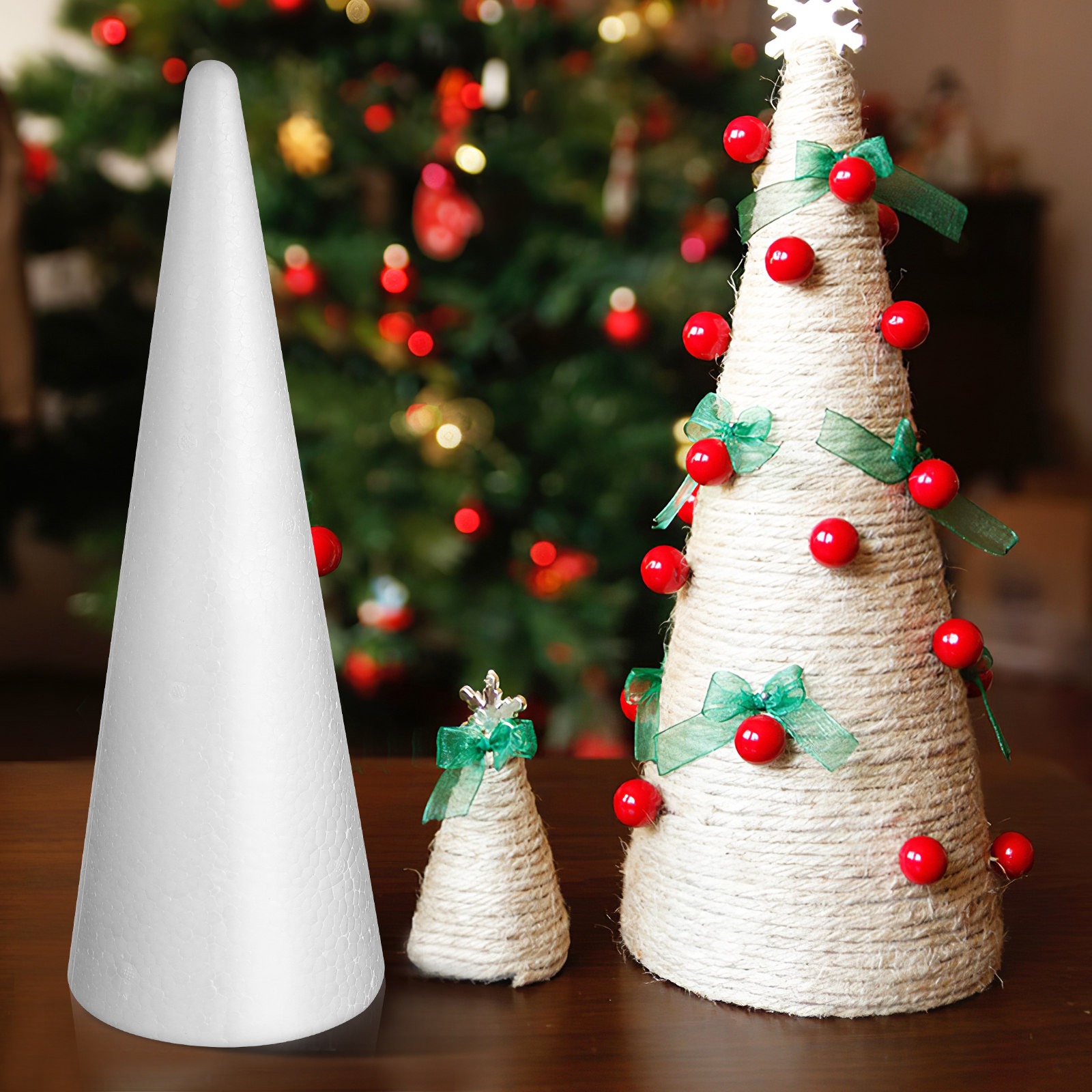 2Pcs White Foam Craft Cone Con - Wedding Floral Supply recension och pris