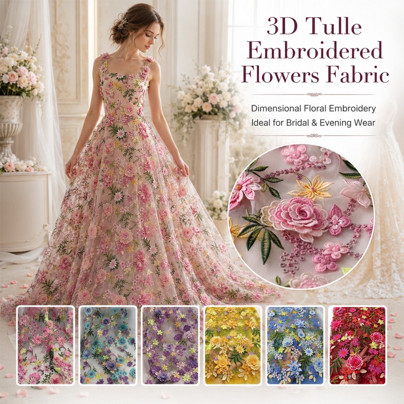90x130cm 3D Floral Embroidered - Wedding Floral Supply recension och pris
