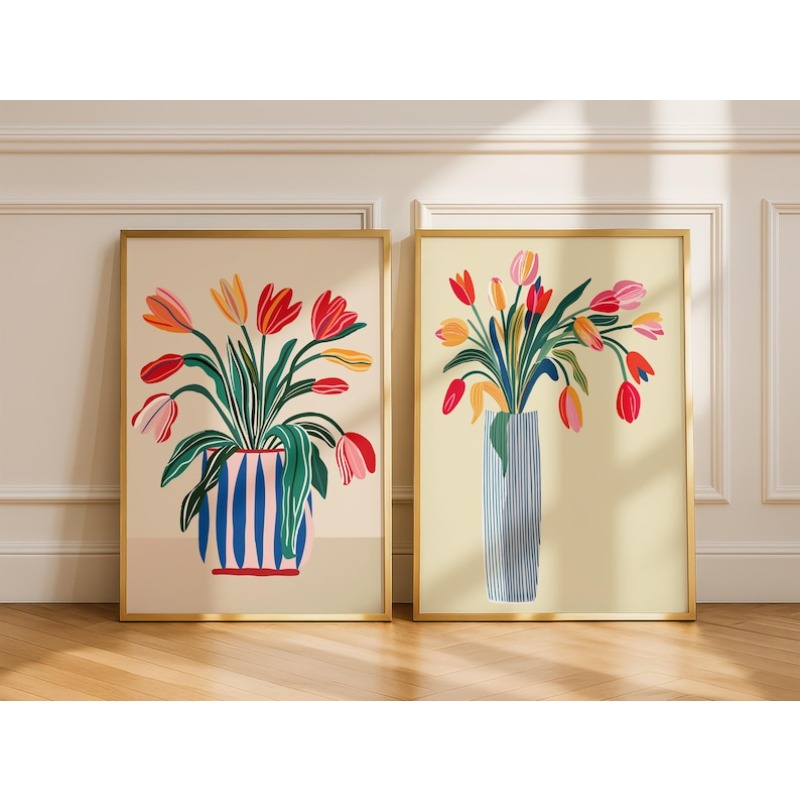 2pcs Tulip Flowers Canvas Wall - Flower Girl Basket recension och pris