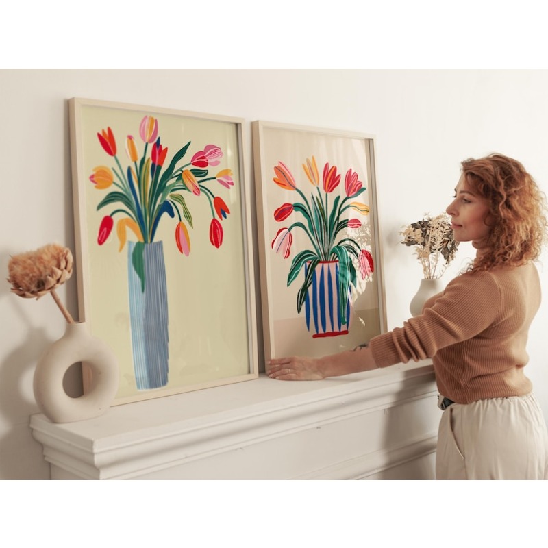 2pcs Tulip Flowers Canvas Wall - Flower Girl Basket recension och pris